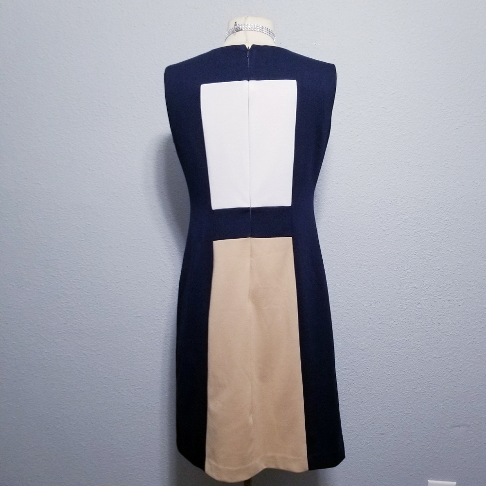 Ellen Tracy glam office business party color block dress 4 - Picture 4 of 6